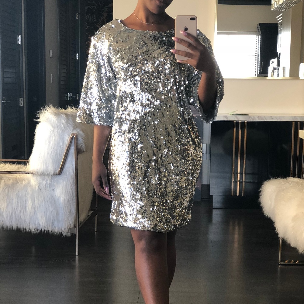 Silver Sequin Tunic Dress